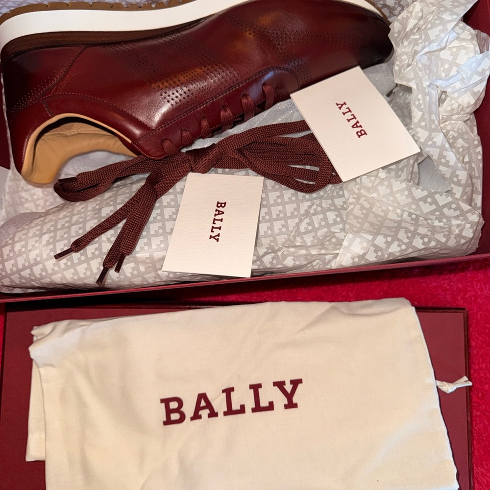 Bally Burgundy Leather Sneakers - Picture 9 of 16
